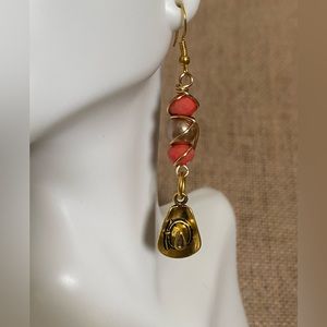Western themed wire wrapped beaded earrings with charm